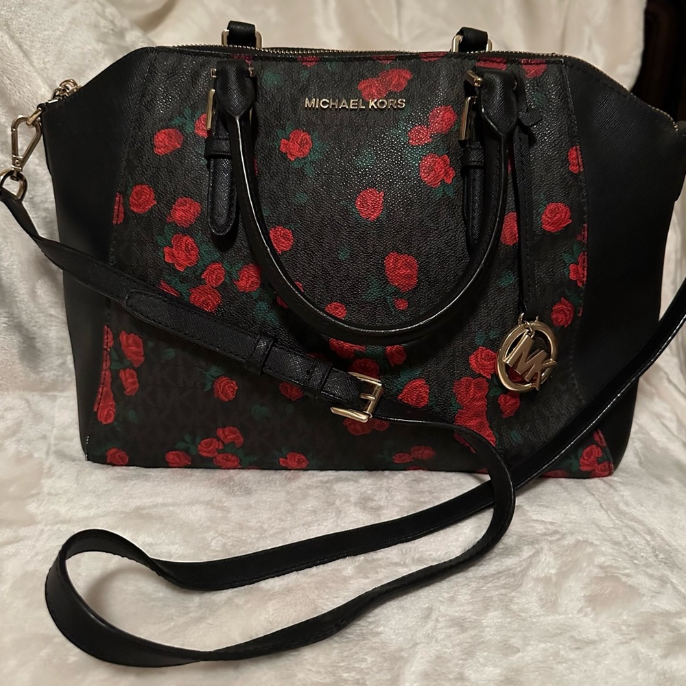 Rare! Michael Kors Rose print satchel